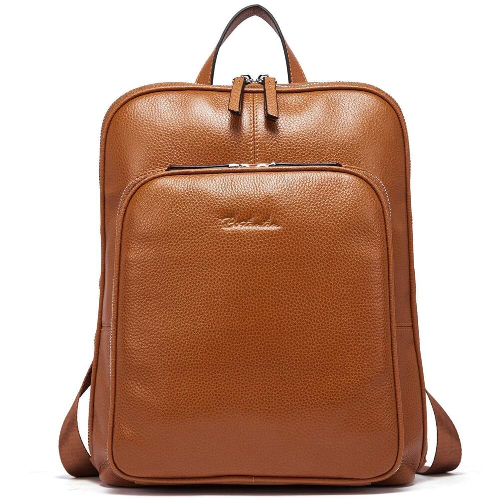 4365 Leather Backpack Purses Casual College Travel Bags Brown and Leather
